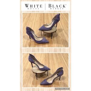 White House Black Market Ella Bow Violet Suede Vista Pump Pointed Toe Sz 6M $135